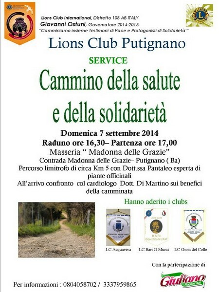 Lions Putignano Cammino salute e  solidarieta