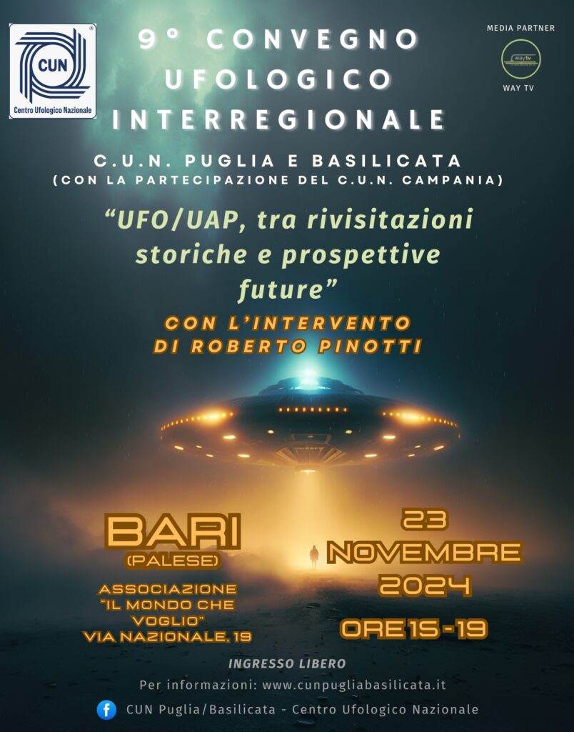 Il Centro Ufologico Nazionale torna a Bari per il 9° Convegno Interregionale di Puglia e Basilicata
