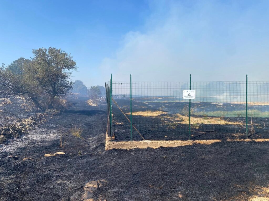 Area del depuratore di Gioia del colle in fumo
