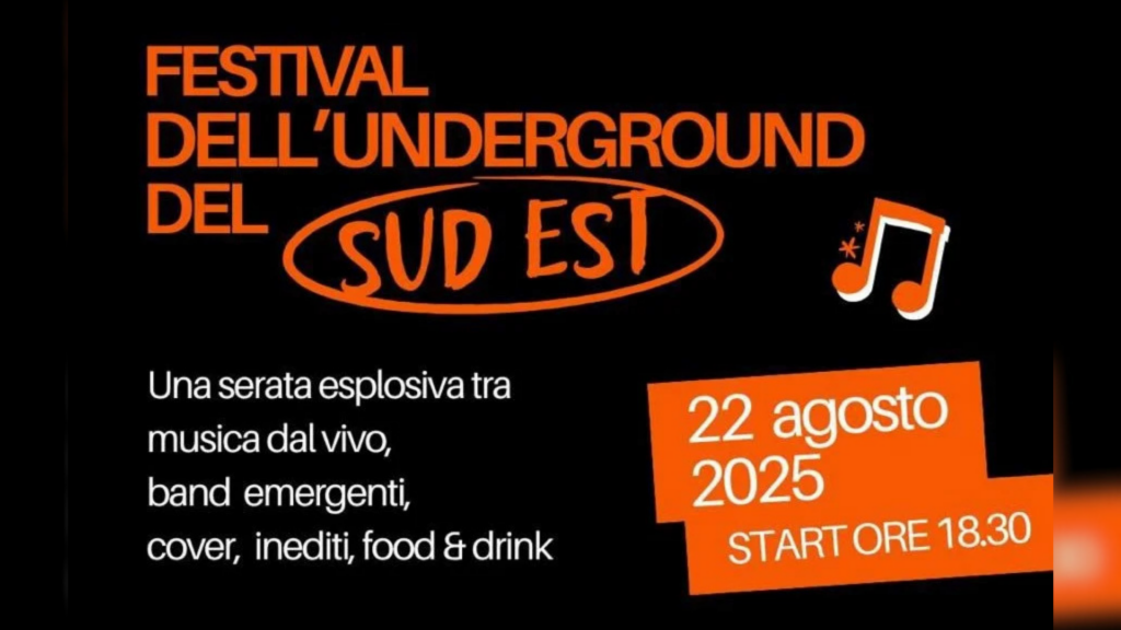 Locandina del festival dell'underground del sud est che si terrà nella sua prima edizione a Noci il 22 agosto 2025