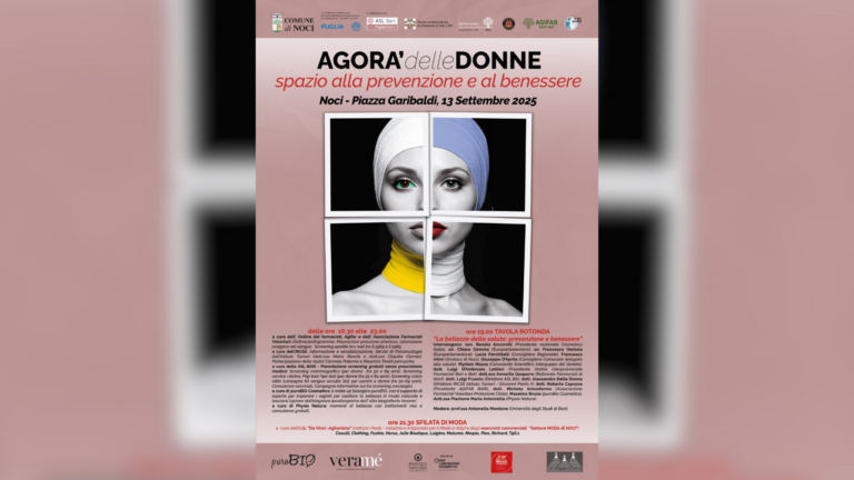 Locandina di Agorà delle donne, l'evento sul benessere femminile che si terrà a Noci