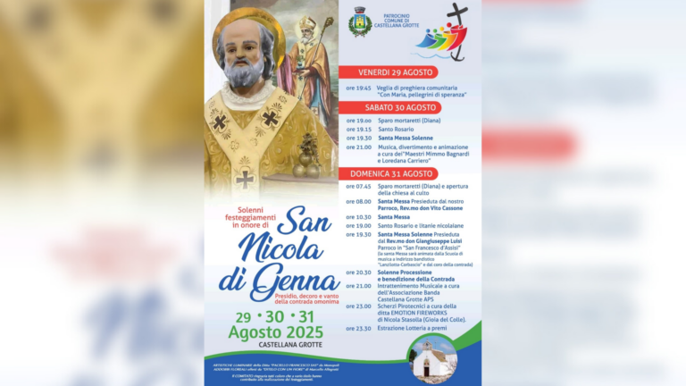 Locandina della festa di San Nicola di Genna a Castellana Grotte