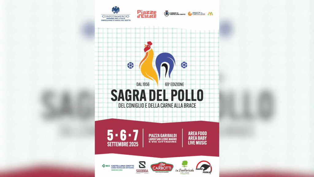 Locandina della sagra del pollo che si terrà a Castellana Grotte